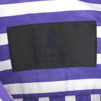 【中古】ランバンコレクション LANVIN COLLECTION コットン ストライプ レギュラーカラー カジュアルシャツ パープルxホワイト【サイズ46】【 状態ランクB 】【 メンズ 】