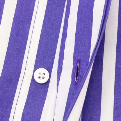 【中古】ランバンコレクション LANVIN COLLECTION コットン ストライプ レギュラーカラー カジュアルシャツ パープルxホワイト【サイズ46】【 状態ランクB 】【 メンズ 】