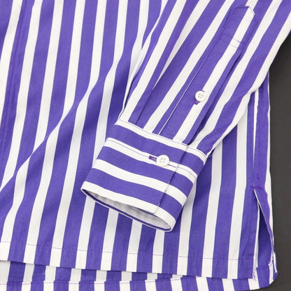 【中古】ランバンコレクション LANVIN COLLECTION コットン ストライプ レギュラーカラー カジュアルシャツ パープルxホワイト【サイズ46】【 状態ランクB 】【 メンズ 】