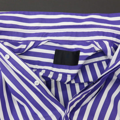 【中古】ランバンコレクション LANVIN COLLECTION コットン ストライプ レギュラーカラー カジュアルシャツ パープルxホワイト【サイズ46】【 状態ランクB 】【 メンズ 】