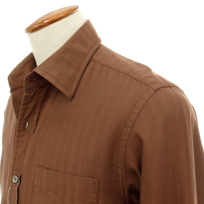 【中古】ポールスミスコレクション PAUL SMITH COLLECTION コットン ヘリンボーン レギュラーカラー カジュアルシャツ ブラウン【サイズM】【 状態ランクB 】【 メンズ 】