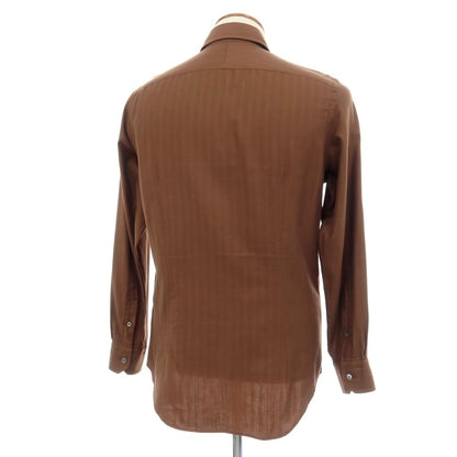【中古】ポールスミスコレクション PAUL SMITH COLLECTION コットン ヘリンボーン レギュラーカラー カジュアルシャツ ブラウン【サイズM】【 状態ランクB 】【 メンズ 】