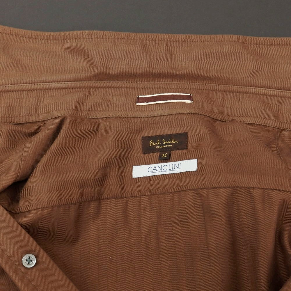【中古】ポールスミスコレクション PAUL SMITH COLLECTION コットン ヘリンボーン レギュラーカラー カジュアルシャツ ブラウン【サイズM】【 状態ランクB 】【 メンズ 】