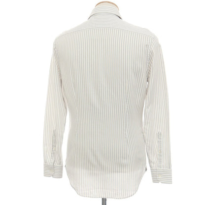 【中古】コルネリアーニ CORNELIANI コットン ストライプ ホリゾンタルカラー ドレスシャツ ホワイトxベージュ【サイズ38】【 状態ランクB 】【 メンズ 】