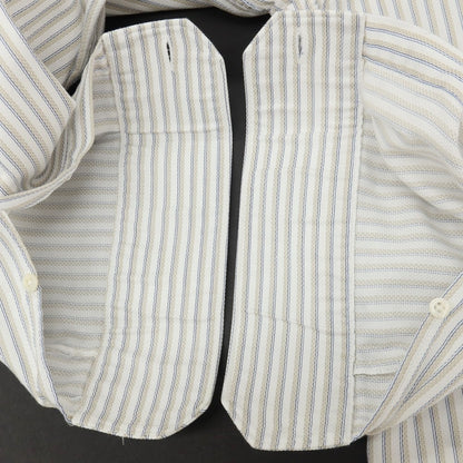 【中古】コルネリアーニ CORNELIANI コットン ストライプ ホリゾンタルカラー ドレスシャツ ホワイトxベージュ【サイズ38】【 状態ランクB 】【 メンズ 】