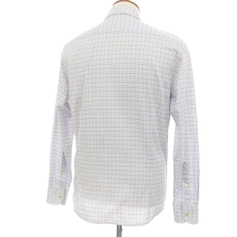 【中古】ハケットロンドン HACKETT LONDON コットン チェック ワイドカラー ドレスシャツ ホワイトxブルー【サイズM】【 状態ランクB 】【 メンズ 】