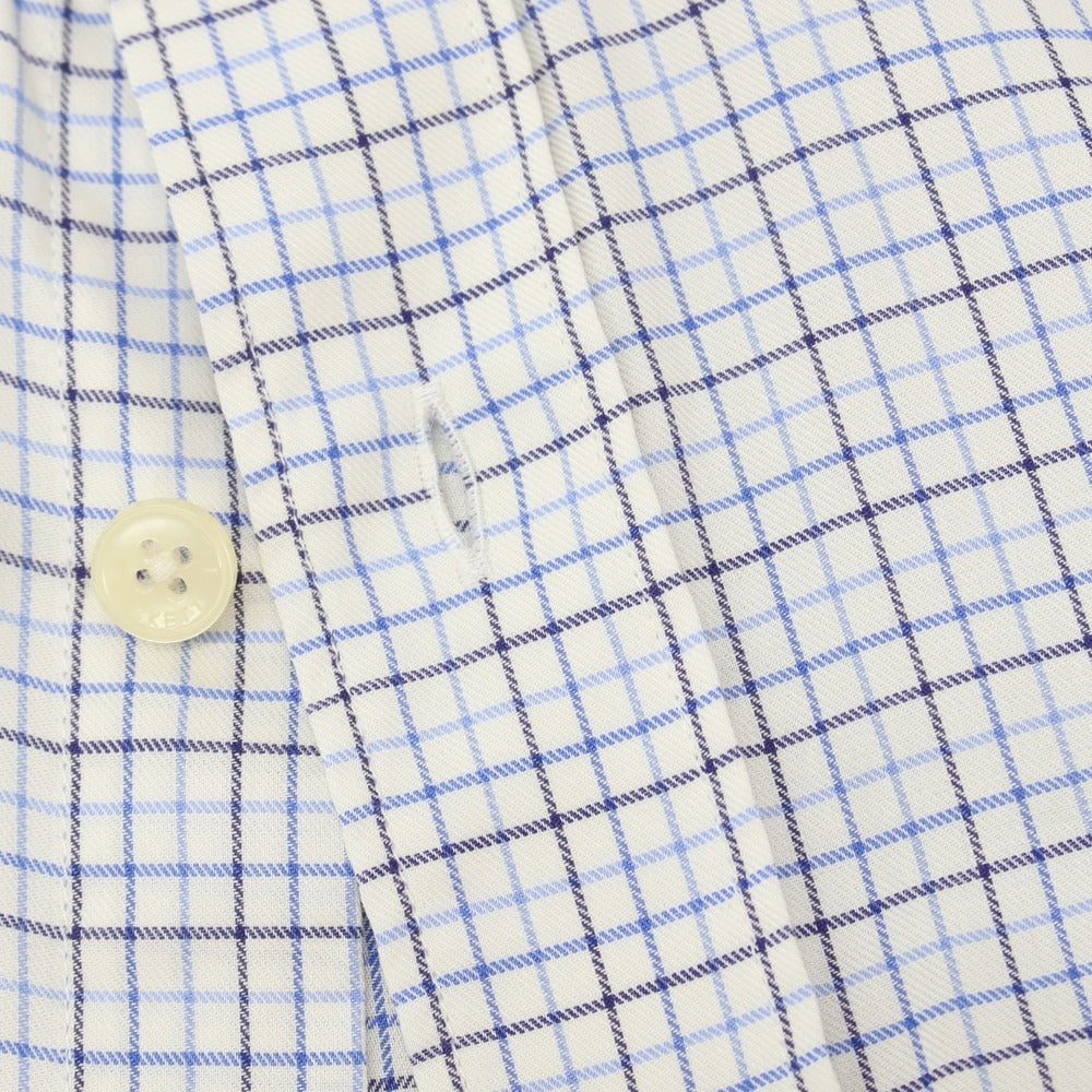 【中古】ハケットロンドン HACKETT LONDON コットン チェック ワイドカラー ドレスシャツ ホワイトxブルー【サイズM】【 状態ランクB 】【 メンズ 】