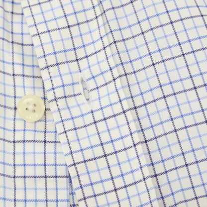 【中古】ハケットロンドン HACKETT LONDON コットン チェック ワイドカラー ドレスシャツ ホワイトxブルー【サイズM】【 状態ランクB 】【 メンズ 】