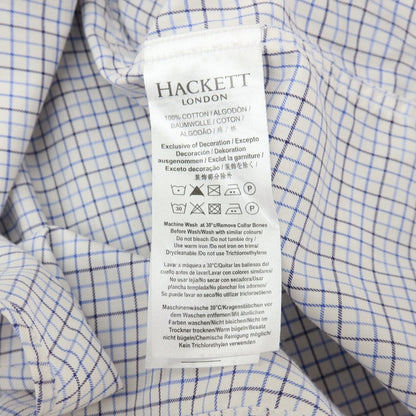 【中古】ハケットロンドン HACKETT LONDON コットン チェック ワイドカラー ドレスシャツ ホワイトxブルー【サイズM】【 状態ランクB 】【 メンズ 】