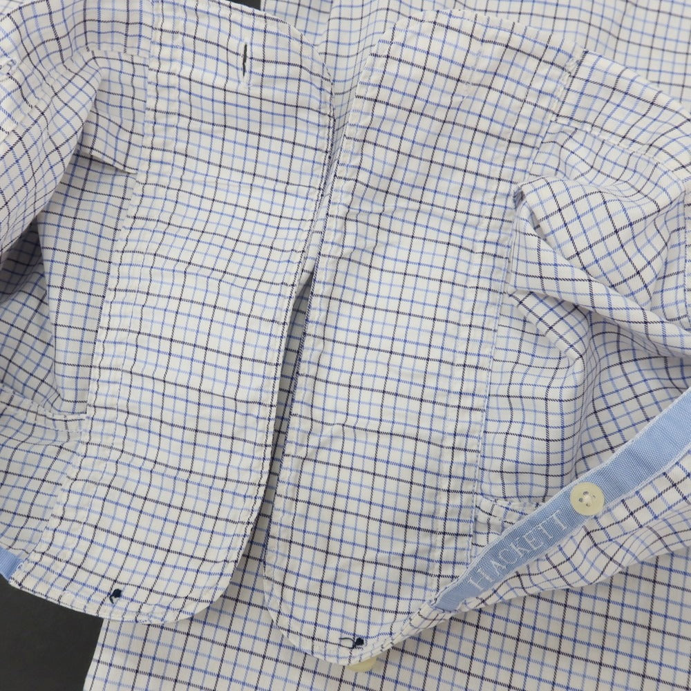 【中古】ハケットロンドン HACKETT LONDON コットン チェック ワイドカラー ドレスシャツ ホワイトxブルー【サイズM】【 状態ランクB 】【 メンズ 】