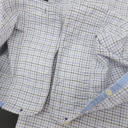 【中古】ハケットロンドン HACKETT LONDON コットン チェック ワイドカラー ドレスシャツ ホワイトxブルー【サイズM】【 状態ランクB 】【 メンズ 】