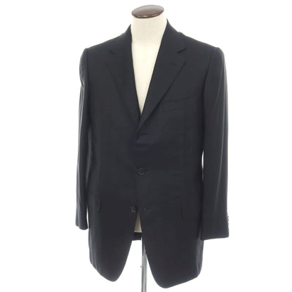 【中古】エルメネジルドゼニア Ermenegildo Zegna ウールシルク ヘリンボーン 3B テーラードジャケット ブラック【サイズ50】【 状態ランクB 】【 メンズ 】