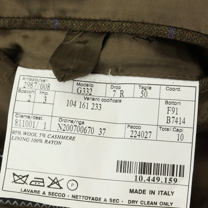 【中古】ベルベスト Belvest ウールカシミヤ ウィンドウペーンチェック 3B テーラードジャケット オリーブグリーンxブルー【サイズ50】【 状態ランクB 】【 メンズ 】