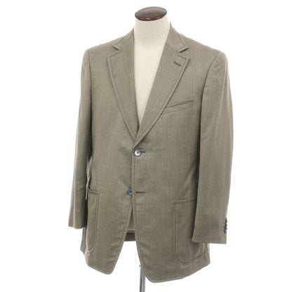 【中古】ジーゼニア Z Zegna ウールシルク 2B テーラードジャケット ライトグレージュxチャコール【サイズ50 R】【 状態ランクB 】【 メンズ 】