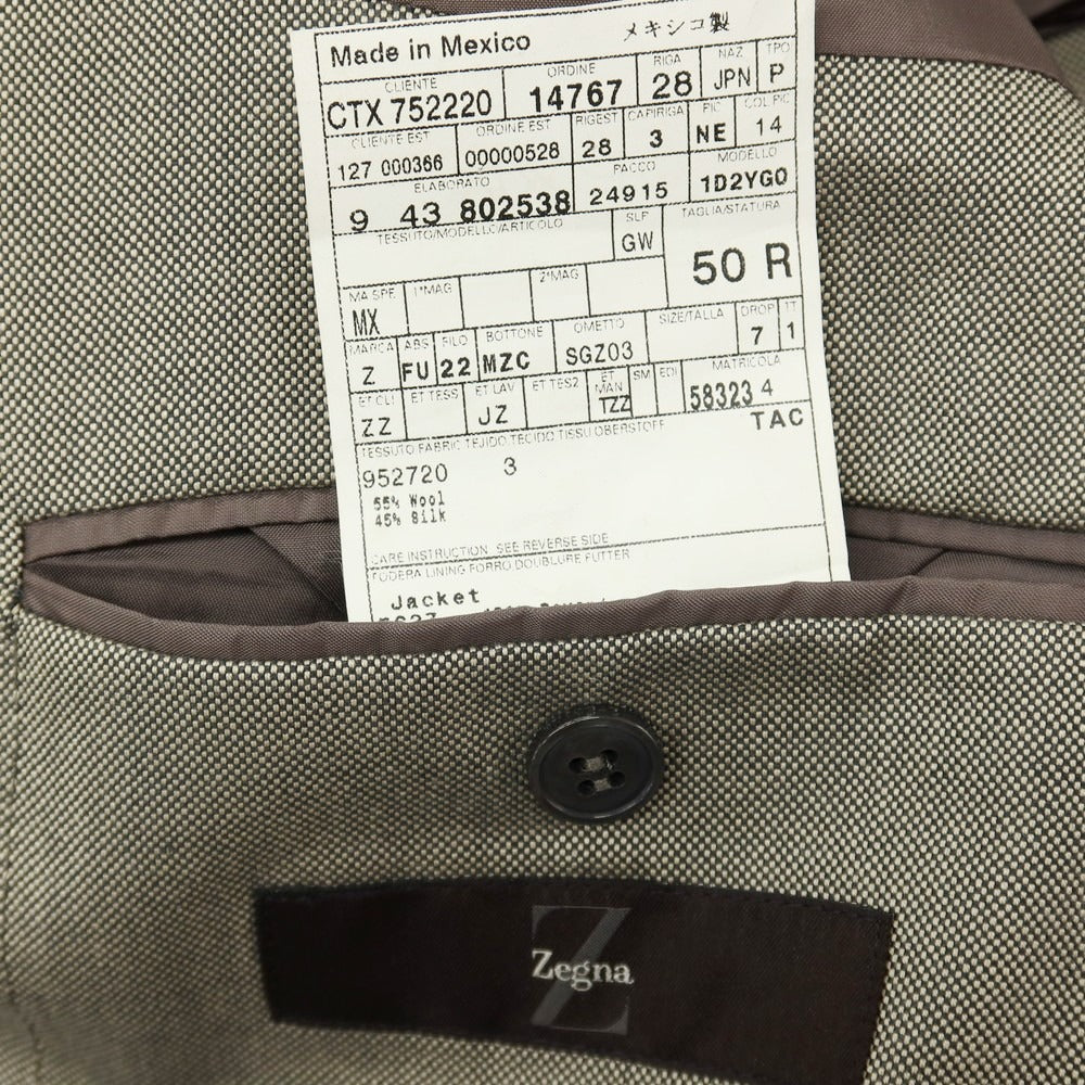 【中古】ジーゼニア Z Zegna ウールシルク 2B テーラードジャケット ライトグレージュxチャコール【サイズ50 R】【 状態ランクB 】【 メンズ 】