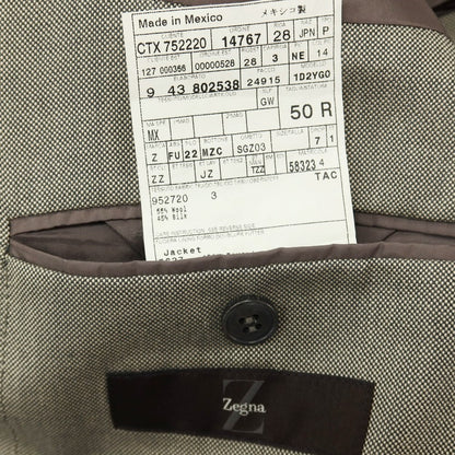 【中古】ジーゼニア Z Zegna ウールシルク 2B テーラードジャケット ライトグレージュxチャコール【サイズ50 R】【 状態ランクB 】【 メンズ 】