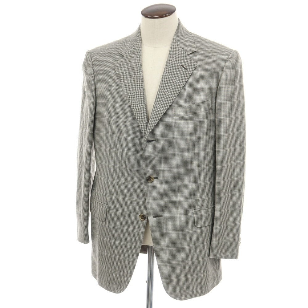 【中古】エルメネジルドゼニア Ermenegildo Zegna ウール チェック 3B テーラードジャケット グレーxホワイト【サイズ50】【 状態ランクB 】【 メンズ 】