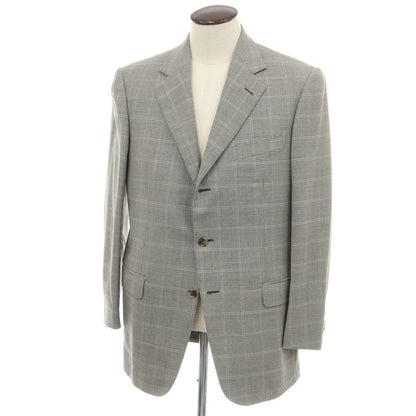 【中古】エルメネジルドゼニア Ermenegildo Zegna ウール チェック 3B テーラードジャケット グレーxホワイト【サイズ50】【 状態ランクB 】【 メンズ 】