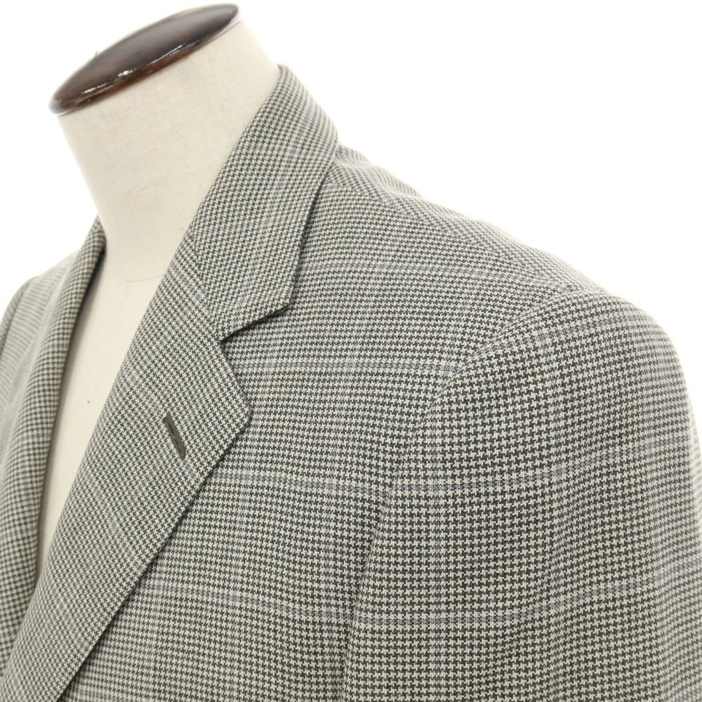 【中古】エルメネジルドゼニア Ermenegildo Zegna ウール チェック 3B テーラードジャケット グレーxホワイト【サイズ50】【 状態ランクB 】【 メンズ 】
