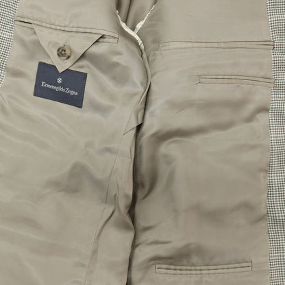 【中古】エルメネジルドゼニア Ermenegildo Zegna ウール チェック 3B テーラードジャケット グレーxホワイト【サイズ50】【 状態ランクB 】【 メンズ 】