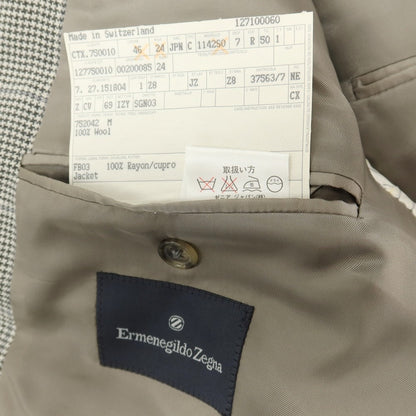 【中古】エルメネジルドゼニア Ermenegildo Zegna ウール チェック 3B テーラードジャケット グレーxホワイト【サイズ50】【 状態ランクB 】【 メンズ 】