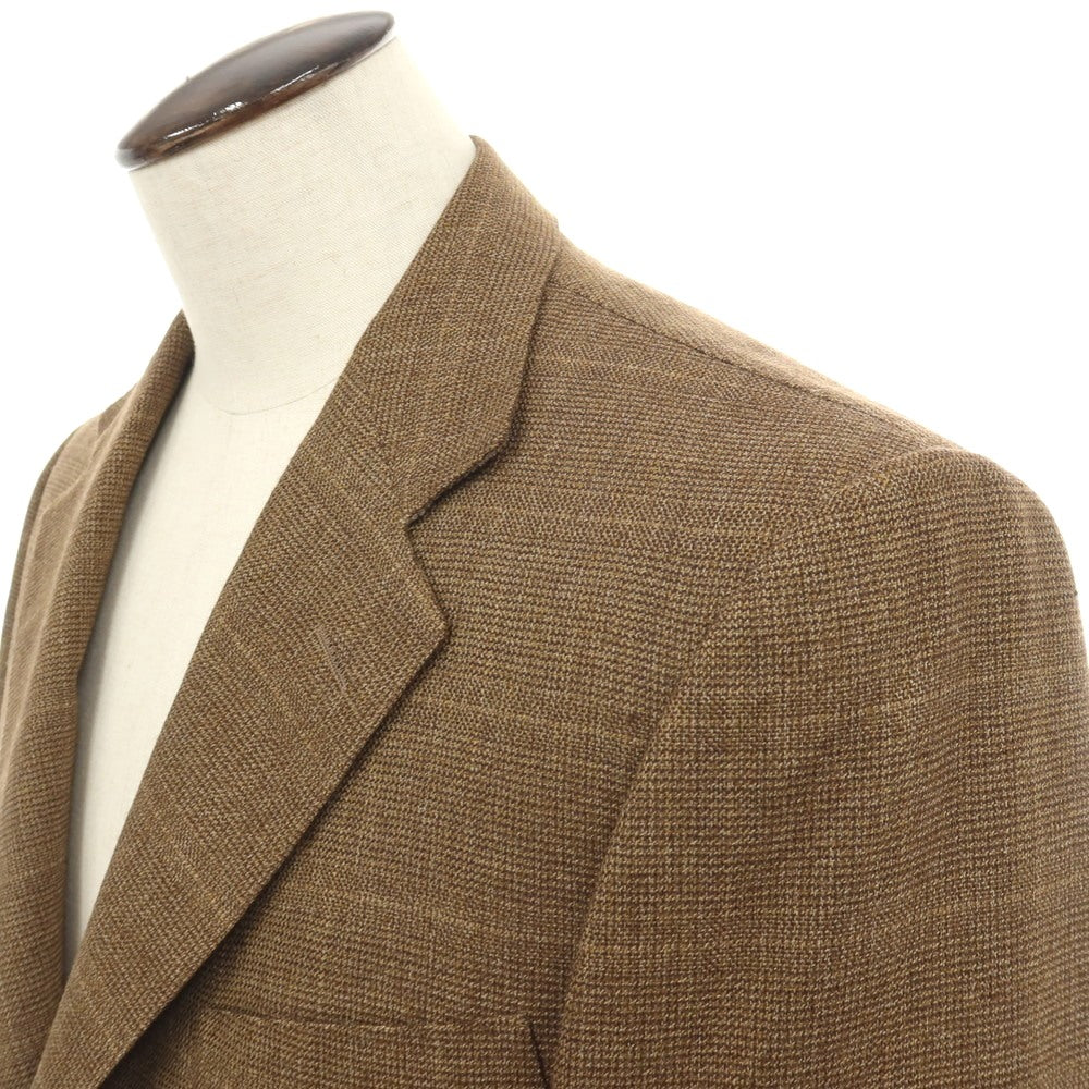 【中古】エルメネジルドゼニア Ermenegildo Zegna ウール チェック 3B テーラードジャケット ブラウンxイエローオーカー【サイズ50】【 状態ランクC 】【 メンズ 】