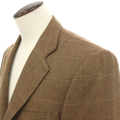 【中古】エルメネジルドゼニア Ermenegildo Zegna ウール チェック 3B テーラードジャケット ブラウンxイエローオーカー【サイズ50】【 状態ランクC 】【 メンズ 】