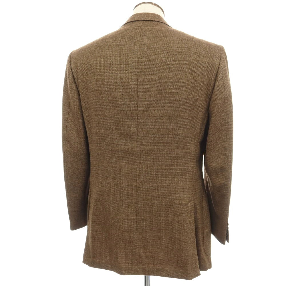 【中古】エルメネジルドゼニア Ermenegildo Zegna ウール チェック 3B テーラードジャケット ブラウンxイエローオーカー【サイズ50】【 状態ランクC 】【 メンズ 】