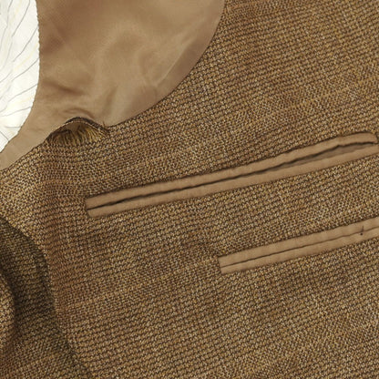 【中古】エルメネジルドゼニア Ermenegildo Zegna ウール チェック 3B テーラードジャケット ブラウンxイエローオーカー【サイズ50】【 状態ランクC 】【 メンズ 】