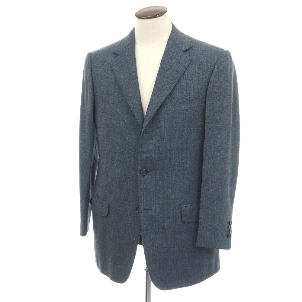 【中古】エルメネジルドゼニア Ermenegildo Zegna ウールカシミヤ 3つボタン テーラードジャケット ネイビーブルーxオリーブグリーン【サイズ50】【 状態ランクB 】【 メンズ 】