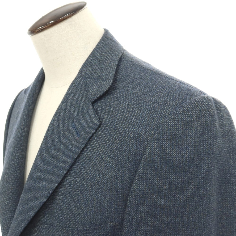 【中古】エルメネジルドゼニア Ermenegildo Zegna ウールカシミヤ 3つボタン テーラードジャケット ネイビーブルーxオリーブグリーン【サイズ50】【 状態ランクB 】【 メンズ 】