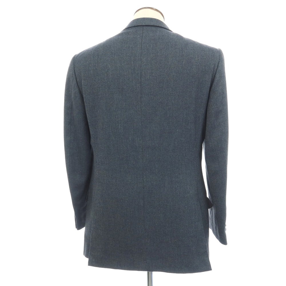 【中古】エルメネジルドゼニア Ermenegildo Zegna ウールカシミヤ 3つボタン テーラードジャケット ネイビーブルーxオリーブグリーン【サイズ50】【 状態ランクB 】【 メンズ 】