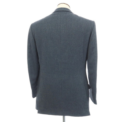 【中古】エルメネジルドゼニア Ermenegildo Zegna ウールカシミヤ 3つボタン テーラードジャケット ネイビーブルーxオリーブグリーン【サイズ50】【 状態ランクB 】【 メンズ 】