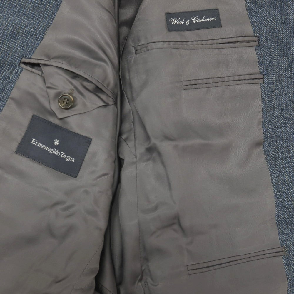 【中古】エルメネジルドゼニア Ermenegildo Zegna ウールカシミヤ 3つボタン テーラードジャケット ネイビーブルーxオリーブグリーン【サイズ50】【 状態ランクB 】【 メンズ 】
