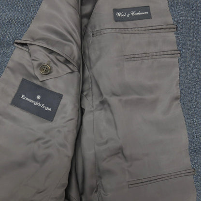 【中古】エルメネジルドゼニア Ermenegildo Zegna ウールカシミヤ 3つボタン テーラードジャケット ネイビーブルーxオリーブグリーン【サイズ50】【 状態ランクB 】【 メンズ 】