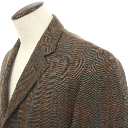 【中古】エルメネジルド ゼニア ソフト Ermenegildo Zegna soft カシミヤ ヘリンボーン×チェック 3B テーラードジャケット ブラウン【サイズ50】【 状態ランクB 】【 メンズ 】