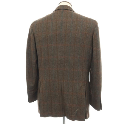 【中古】エルメネジルド ゼニア ソフト Ermenegildo Zegna soft カシミヤ ヘリンボーン×チェック 3B テーラードジャケット ブラウン【サイズ50】【 状態ランクB 】【 メンズ 】