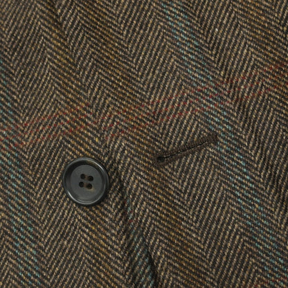 【中古】エルメネジルド ゼニア ソフト Ermenegildo Zegna soft カシミヤ ヘリンボーン×チェック 3B テーラードジャケット ブラウン【サイズ50】【 状態ランクB 】【 メンズ 】