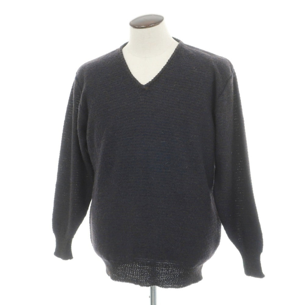 【中古】イニシュマン INIS MEAIN BARNEY NEW YORK別注 アルパカウール Vネック プルオーバーニット ネイビーxブラウン【サイズL】【 状態ランクB 】【 メンズ 】
