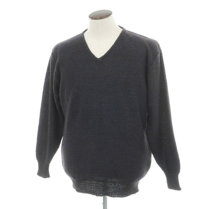 【中古】イニシュマン INIS MEAIN BARNEY NEW YORK別注 アルパカウール Vネック プルオーバーニット ネイビーxブラウン【サイズL】【 状態ランクB 】【 メンズ 】