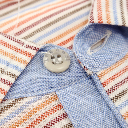 【中古】ゼニアスポーツ Zegna SPORT ストレッチ コットン ボーダー 半袖ポロシャツ オレンジxマルチカラー【サイズM】【 状態ランクB 】【 メンズ 】
