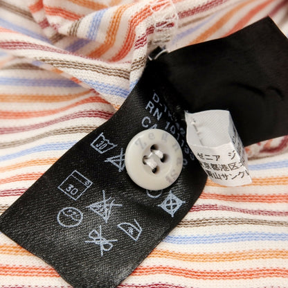 【中古】ゼニアスポーツ Zegna SPORT ストレッチ コットン ボーダー 半袖ポロシャツ オレンジxマルチカラー【サイズM】【 状態ランクB 】【 メンズ 】