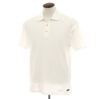 【中古】エルメネジルドゼニア Ermenegildo Zegna 鹿の子調コットン 半袖ポロシャツ ホワイト【サイズM】【 状態ランクC 】【 メンズ 】