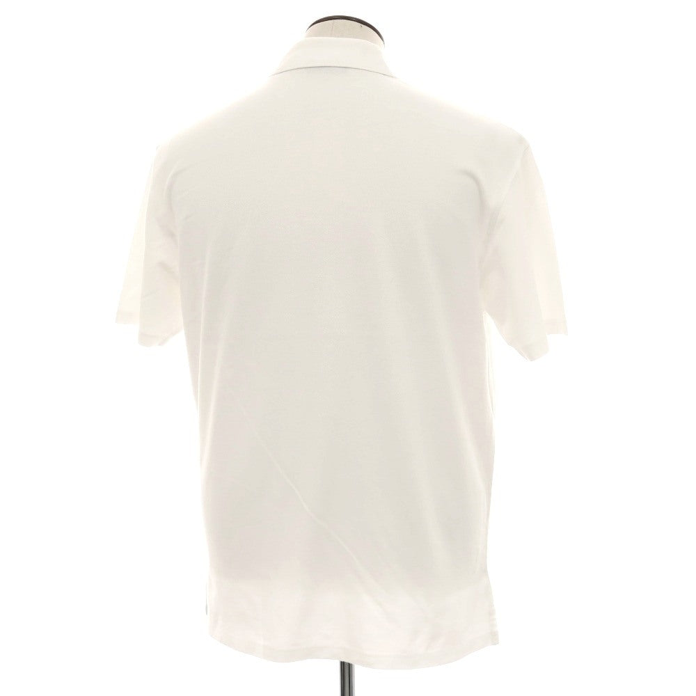 【中古】エルメネジルドゼニア Ermenegildo Zegna 鹿の子調コットン 半袖ポロシャツ ホワイト【サイズM】【 状態ランクC 】【 メンズ 】