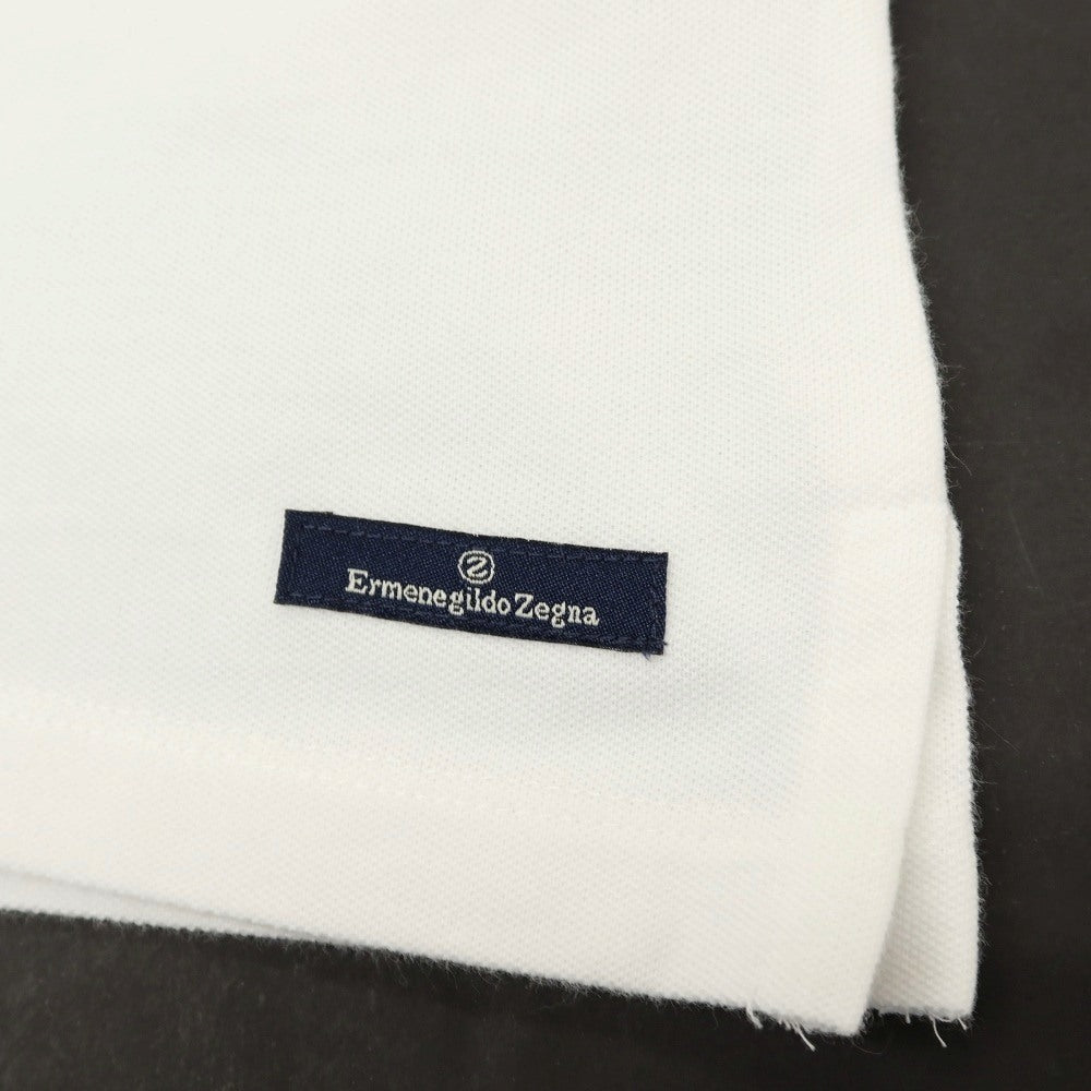 【中古】エルメネジルドゼニア Ermenegildo Zegna 鹿の子調コットン 半袖ポロシャツ ホワイト【サイズM】【 状態ランクC 】【 メンズ 】