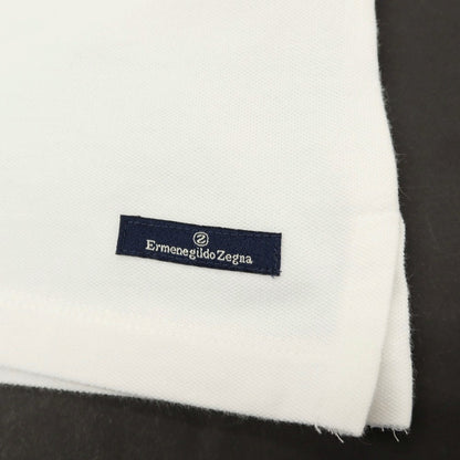 【中古】エルメネジルドゼニア Ermenegildo Zegna 鹿の子調コットン 半袖ポロシャツ ホワイト【サイズM】【 状態ランクC 】【 メンズ 】