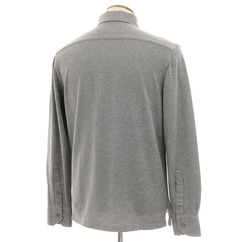 【中古】ジーゼニア Z Zegna 鹿の子調コットン ボタンダウンワンピースカラー 長袖ポロシャツ グレー【サイズM/50】【 状態ランクB 】【 メンズ 】