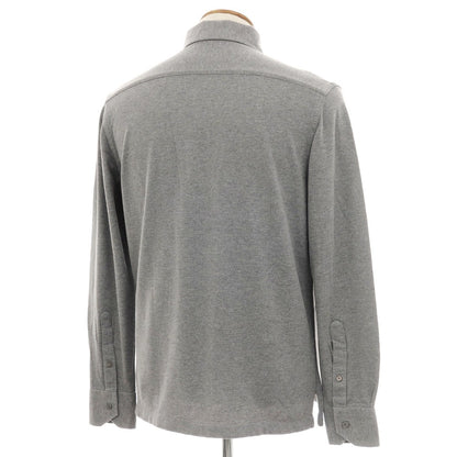【中古】ジーゼニア Z Zegna 鹿の子調コットン ボタンダウンワンピースカラー 長袖ポロシャツ グレー【サイズM/50】【 状態ランクB 】【 メンズ 】
