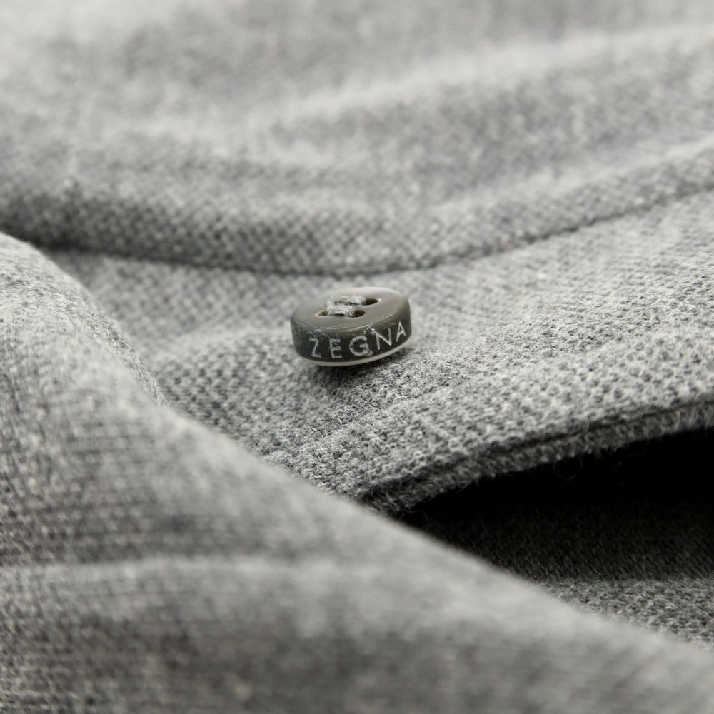 【中古】ジーゼニア Z Zegna 鹿の子調コットン ボタンダウンワンピースカラー 長袖ポロシャツ グレー【サイズM/50】【 状態ランクB 】【 メンズ 】