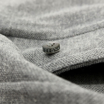 【中古】ジーゼニア Z Zegna 鹿の子調コットン ボタンダウンワンピースカラー 長袖ポロシャツ グレー【サイズM/50】【 状態ランクB 】【 メンズ 】